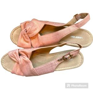 Land's End Rose Gold Sling Back Wedge Sandal